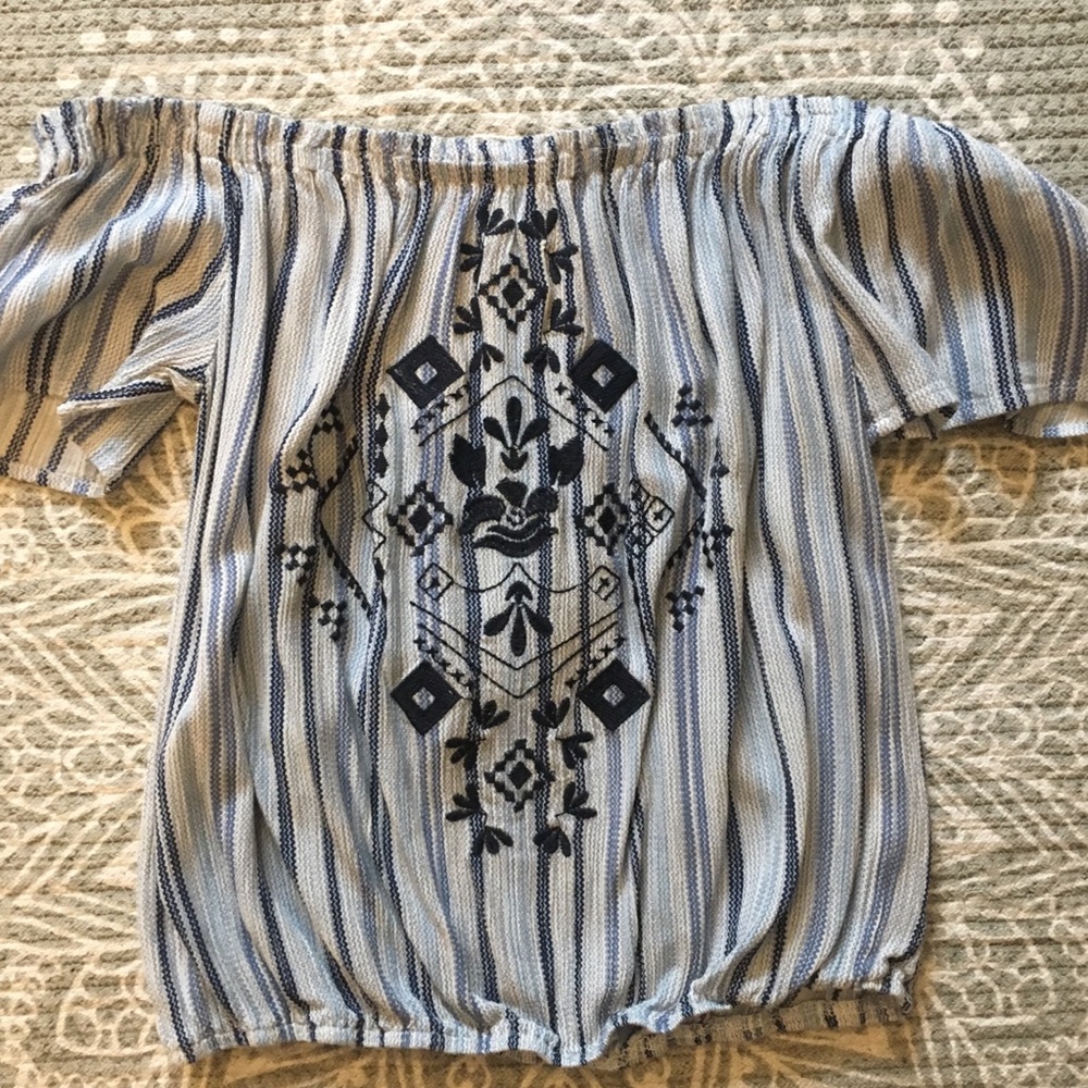 Embroidered Off the Shoulder Top